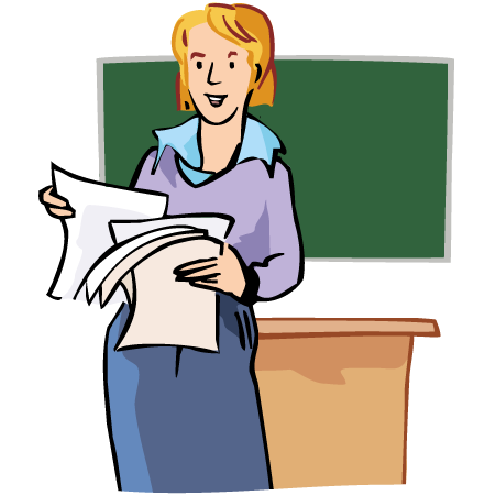 Sie arbeitet in der Schule und bringt Kinder etwas bei.